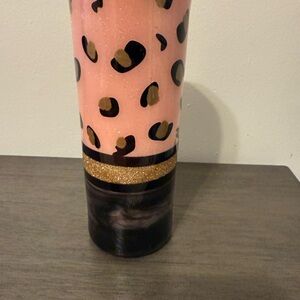 Leopard Print Pink and Black Tumbler